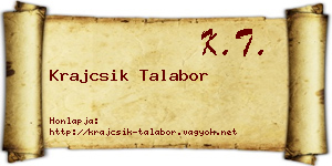 Krajcsik Talabor névjegykártya